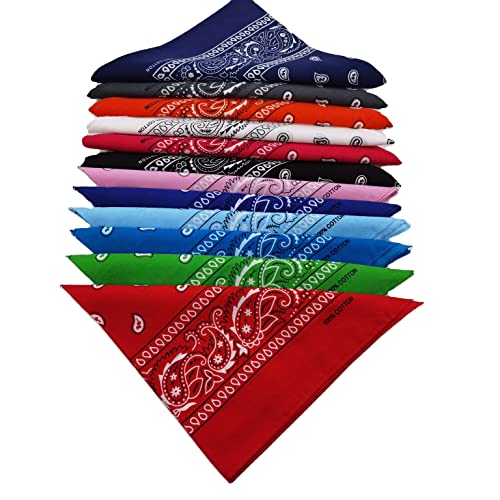 FANNI YOUPIN 100% Cotton bandanas/scarves for Men & Women Paisley printed 12pcs