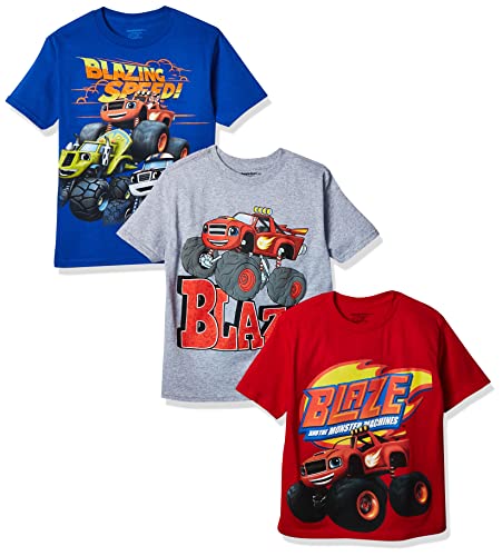 Nickelodeon boys Blaze & Monster Machines 3 Pack T-shirt Bundle T Shirt, Athletic Heather/Red/Royal, Medium US