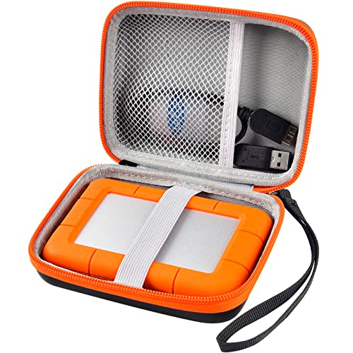 Case Compatible with LaCie Rugged Mini 1TB/ 2TB/ 4TB/ 5TB External Hard Drive Portable HDD, Storage Holder for Hard Drives for Mac and PC Computer & USB 3.0 2.0 Cable SD Cards (Box Only)