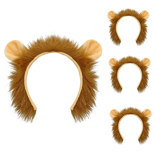 SIOTMERA Lion Ears Headband 4Pack Animal Ears and Horn Adult Lion Headband Washing Face Makeup Cosplay