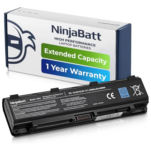 NinjaBatt Battery for Toshiba PA5024U-1BRS PA5026U-1BRS PABAS260 PABAS262 PA5023U-1BRS PA5025U-1BRS Satellite S855 C855 C850 P850 L850 L855 High Performance [6 Cells/4400mAh/48wh]