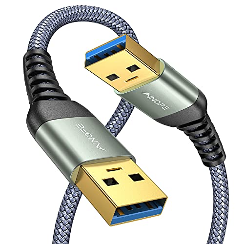 AINOPE USB 3.0 A to A Male Cable, [6.6FT] [Never Rupture] USB Male to Male Cable Double End USB Cord Compatible with Hard Drive Enclosures, DVD Player, Laptop Cool-Grey