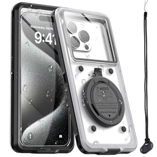 AICase Waterproof Phone Case,Universal Self-Check Function Underwater Pouch Dry Bag Beach Travel Essentials Snorkeling Case for iPhone 15 14 13 11 12/Samsung S24/LG,Google/Xiaomi/Nokia/Motorola Black