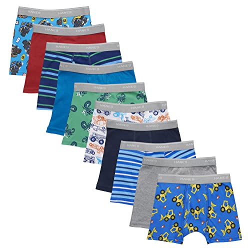 Hanes Boys' and Toddler Comfort Flex Waistband Multiple Packs Available (Color Boxer Briefs, 10 Pack - Prints/Stripes/Solids Assorted, 4 US