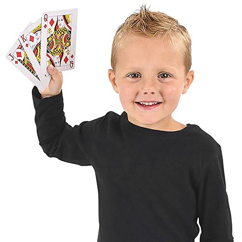 Gamie Jumbo Playing Cards Deck- 3 Inches X 5 Inches- Oversized Big Poker Card Set - Huge Casino Game Cards for Kids, Men, Women and Seniors- Great Novelty Gift Idea- 1 Pack