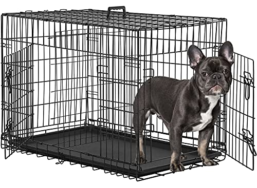 BestPet 24,30,36,42,48 Inch Dog Crates for Large Dogs Folding Mental Wire Crates Dog Kennels Outdoor and Indoor Pet Dog Cage Crate with Double-Door,Divider Panel, Removable Tray (Black, 30')