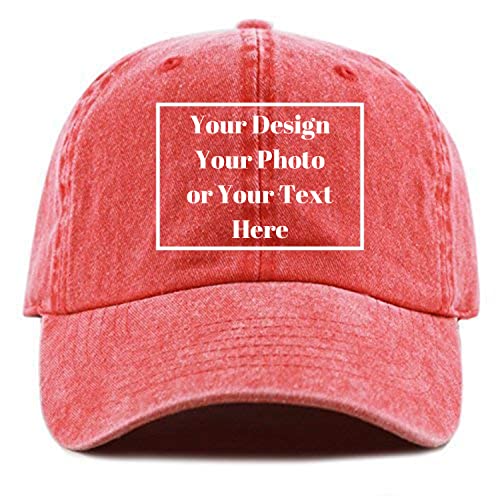 ZMvise Custom Your Picture Text Logo Unisex Vintage Washed Personalized Plain Adjustable Denim Hat Baseball Cap