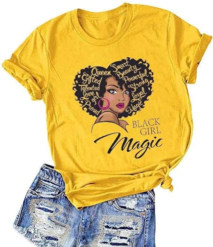 Black History Graphic tees for Men and Women, Magic Fashion Afro American Natural Hair Vintage Melanin T-Shirts