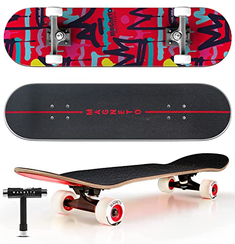 Magneto SUV Skateboards | Fully Assembled Complete 31' x 8.5' Standard Size | 7 Layer Canadian Maple Deck | Designed for All Types of Riding Kids Adults Teens Men Women Boys Girls | Free Skate Tool