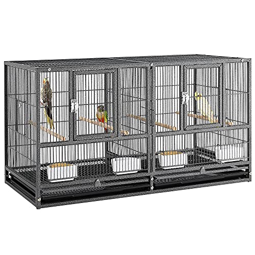 Yaheetech Stackable Bird Cage Divided Breeder Breeding Parakeet Bird Cage for Canaries Cockatiels Lovebirds Finches Budgies Small Parrots, Black
