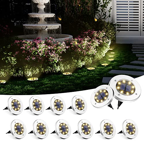 SOLPEX Solar Outdoor Lights 12 Packs, Solar Garden Lights Outdoor Waterproof Bright Pathway Landscape Lighting Decor for Deck, Lawn, Patio, Yard, Driveway, Step and Walkway (12Pack, Warm White)