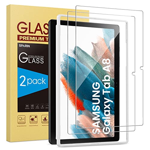 SPARIN 2 Pack Screen Protector for Galaxy Tab A8 10.5 inch 2022, Tempered Glass with Alignment Tool for Samsung SM-X200/X205/X207