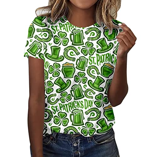 Coupons and Promo Codes St Patricks Day Shirt Women Fashion Graphic Crew Neck Short Sleeve Tops Irish Lucky Shamrock Shirts Green Clover Tshirts Loose Casual Dressy Holiday Blouses