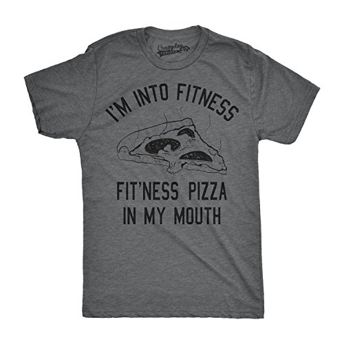 Mens Fitness Pizza in My Mouth Tshirt Funny Fitness Workout Foodie Tee for Guys Mens Funny T Shirts Food T Shirt for Men Funny Fitness T Shirt Novelty Tees Dark Grey L