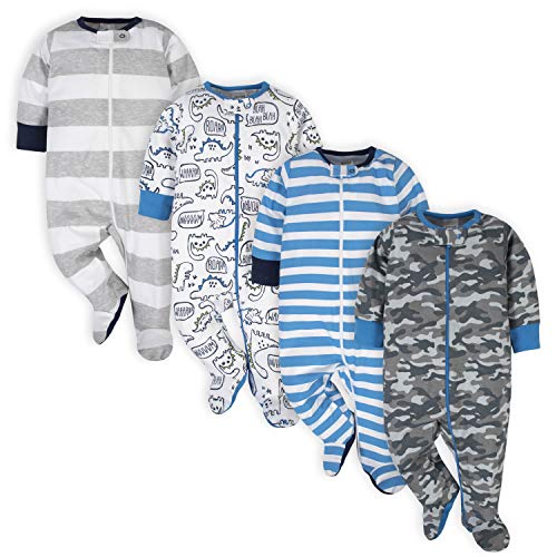 Onesies Brand Baby Boys 4-pack 'N Play Footies And Toddler Sleepers, Blue Dino, 3-6 Months US