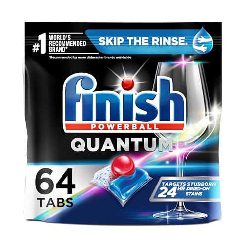 Finish - Quantum - 64ct - Dishwasher Detergent - Powerball - Ultimate Clean & Shine - Dishwashing Tablets - Dish Tabs (Pack of 1)