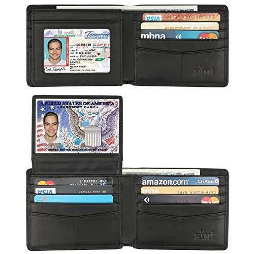 HIMI Wallet for Men-Genuine Leather RFID Blocking Bifold Stylish Wallet With 2 ID Window (Vintage Black)
