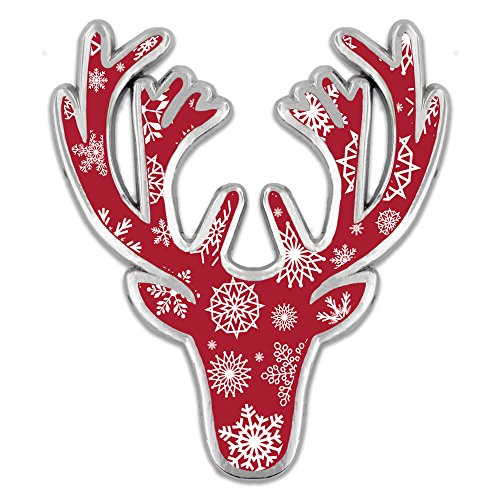 PinMart Winter Deer Lapel Pin – Christmas Jewelry for Women and Men – Holiday Celebration Pin – Nickel Plated Enamel Pin with Secure Clutch Back