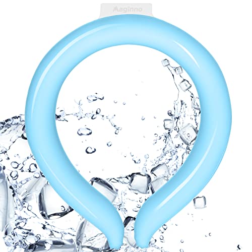 Maginno Neck Cooler, Wearable Cooling Tube Cool Neck Wraps for Extremely Hot Weather & Summer Heat, Hands Free Cold Ice Pack Gel for Outdoor Workers, Sports, Relief for Hot Flashes or Fever (Blue)