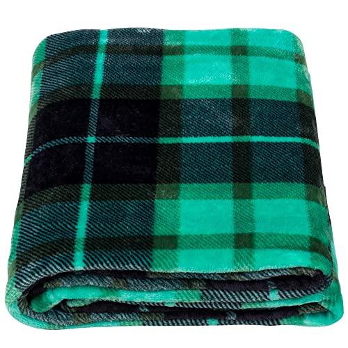 SOCHOW Flannel Fleece Throw Blanket 60 x 80 Inches, All Season Plaid Green Blanket for Bed, Couch, Car