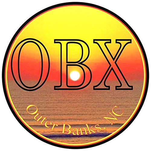 OBX Outer Banks Sunrise Bumper Sticker | North Carolina NC Premium Vinyl (3 X 3 inch) Circle Car Decal - For Auto Laptop Hydro-Flask Water Bottle Sticks Anywhere Barrier Islands Roanoke Island Fishing