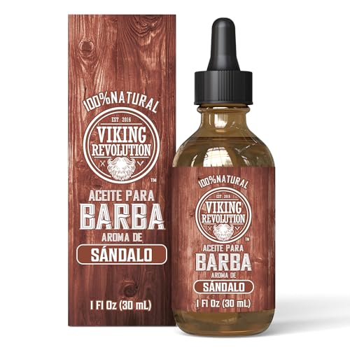 Viking Revolution Sandalwood Beard Oil for Men - Natural Mens Beard Oil with Argan Oil and Jojoba Oil - Beard Softener, Strengthens and Moisturizes - Beard Conditioner for Men (Sandalwood, 1 Pack)