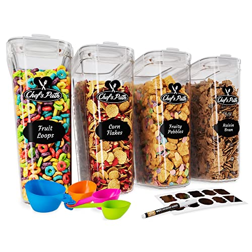Cereal Containers Storage Set Large (4L,135.2 Oz), Airtight Food Containers for Kitchen & Pantry Organization for Crunchiness, BPA Free Dispenser Keepers