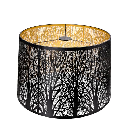 Metal Etching Process Large Lamp Shades, Alucset Drum Big Lampshades for Table Lamp and Floor Light, Pattern of Trees Design, 12x14x10 inch, Spider