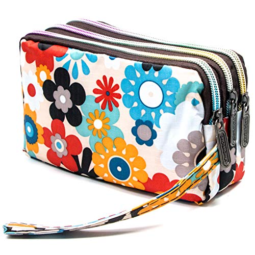 BIAOTIE Large Capacity Wristlet Wallet - Women Printed Nylon Waterproof Handbag Clutch Purse (F-08)