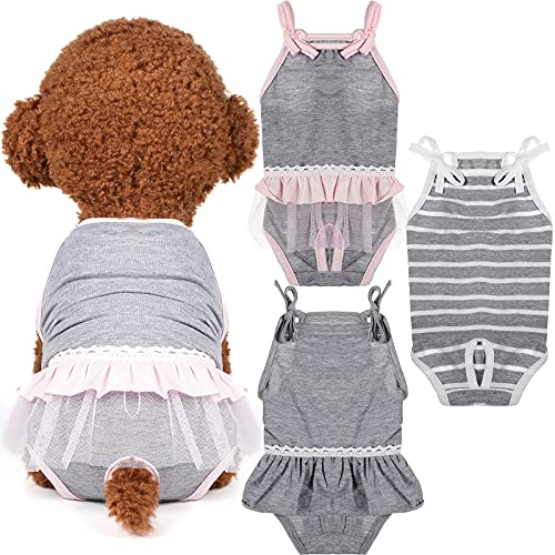 Frienda 3 Pieces Dog Diaper, Dog Sanitary with Adjustable Strap Suspender Pants, Jumpsuits Suspenders for Girl Dog Teddy Young Corgi French Bulldog Puppy (S)