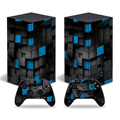 Xbox Series X Stickers Full Body Vinyl Skin Decal Protective Cover for Microsoft Xbox Series X Console and Controllers (Blue&Black Block)