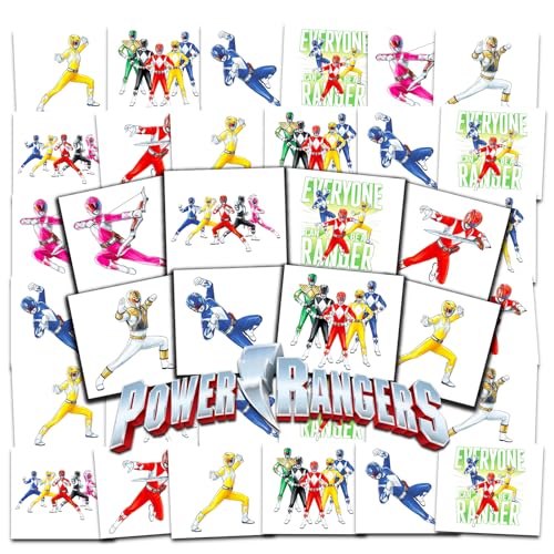 Power Rangers Tattoos Party Favors Bundle ~ 70+ Perforated Individual 2' x 2' Power Rangers Temporary Tattoos for Kids Boys Girls (Power Rangers Party Supplies MADE IN USA)