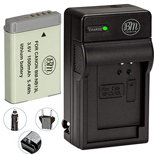 BM Premium NB-13L Battery and Battery Charger for Canon PowerShot SX740 HS, G1 X Mark III, G5 X, G5 X Mark II, G7 X, G7 X Mark II, G7 X Mark III, G9 X, G9 X Mark II, SX620 HS, SX720 HS Digital Cameras