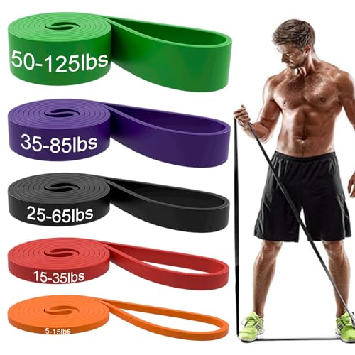 Resistance Bands, Pull Up Assist Bands - Workout Bands, Eexercise Bands, Long Resistance Bands Set for Working Out, Fitness, Training, Physical Therapy for Men Women (5pcs Set) - Multicolor