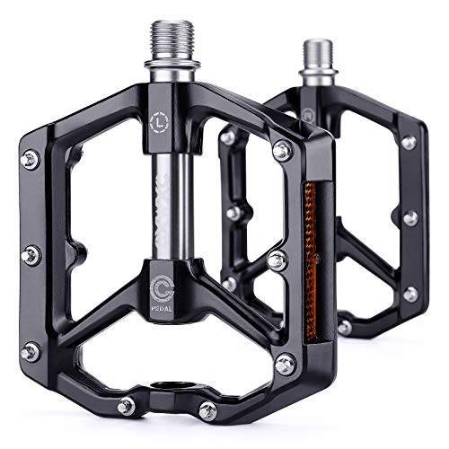 CXWXC Road/MTB Bike Pedals - Aluminum Alloy Bicycle Pedals - Mountain Bike Pedal with Removable Anti-Skid Nails (Black-Gray)