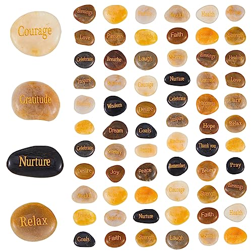 40 Pieces Engraved Inspirational Stones Different Words Encouragement Stones Motivational Gifts Garden Rocks with Words Positive Rocks for Friends Family as Christmas Thanksgiving Gift