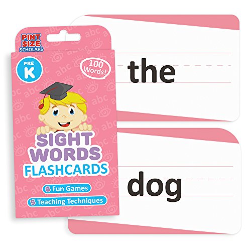 Pint-Size Scholars 100 Vocabulary Flash Cards for Sight Words - 6 Learning Games per Deck for Preschool & Elementary Early Learning - Preschool