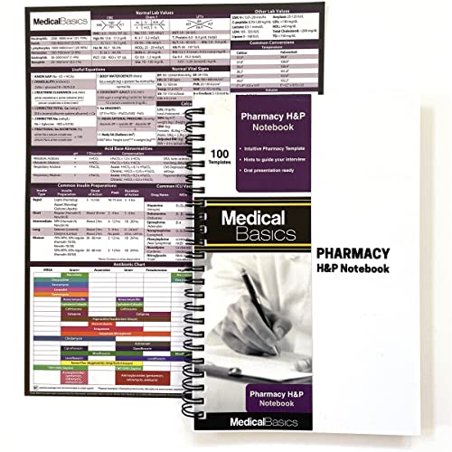 Pharmacy H&P Notebook Medical History and Physical notebook, 100 medical templates with perforations