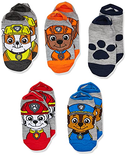 Nickelodeon boys Paw Patrol 5 Pack No Show Casual Sock, Grey Assorted, sock size 6-8.5 US