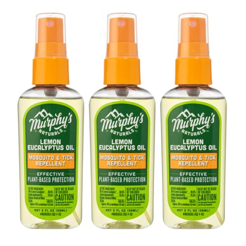 Murphy's Naturals Lemon Eucalyptus Oil Insect Repellent Spray | DEET-Free, Plant-Based | Mosquito and Tick Repellent for Skin + Gear | 2 Ounce Pump Spray | 3 Pack