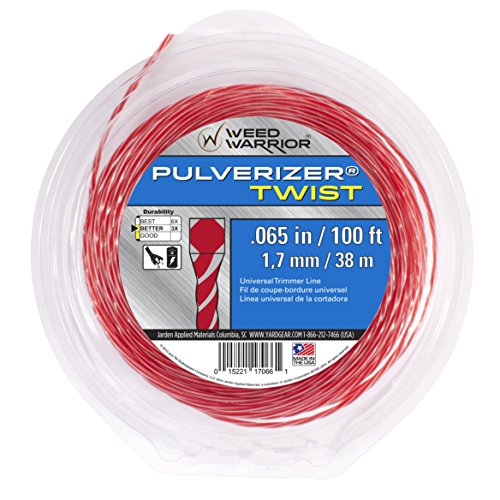 Weed Warrior Pulverizer Twist Universal Trimmer Line, 0.065' Diameter x 100', Red Core/Silver Tips