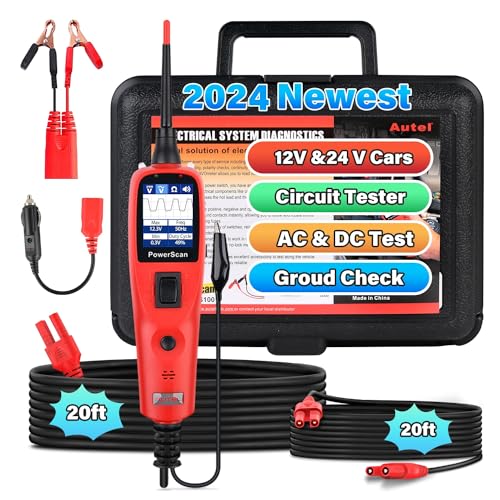 Autel PowerScan PS100 Automotive Circuit Tester, Universal 12V 24V Power Circuit Probe Kit, Read AC DC Voltage Resistance, Component Activation, Short Finder, Test Ground & Continuity, w/ 20ft Cable