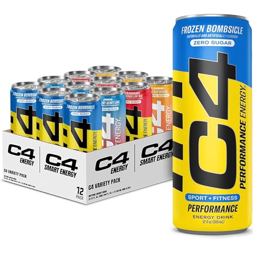 C4 Energy & Smart Energy Drinks Variety Pack, Sugar Free Pre Workout Performance Drink With No Artificial Colors or Dyes, Zero Calorie, Coffee Substitute or Alternative, 4 Flavor Variety 12 Pack