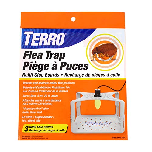 TERRO T231 Flea Trap Refills - Replacement Flea Trap Glue Boards - 3 Pack,White