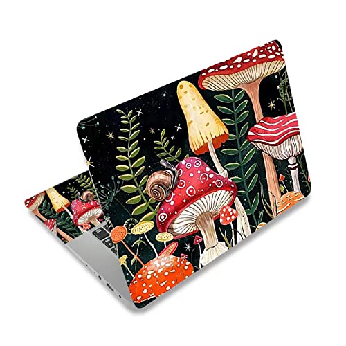 Laptop Skin Sticker Decal,12' 13' 13.3' 14' 15' 15.4' 15.6 inch Laptop Vinyl Skin Sticker Cover Art Protector Notebook PC (Free 2 Wrist Pad Included), Decorative Removable, Positive Mushroom