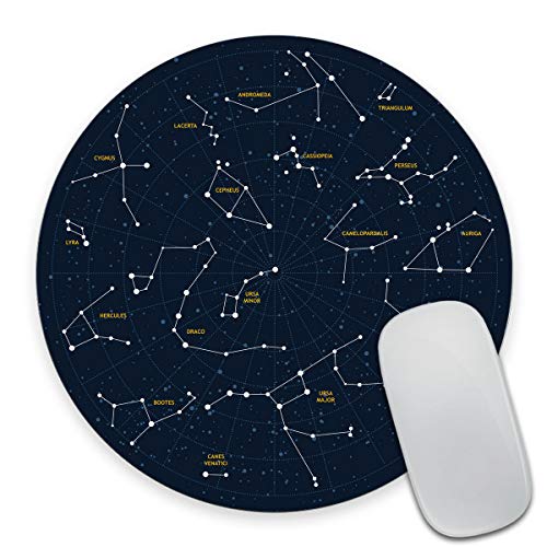 Smooffly Sky Map Round Mouse pad, Constellations Circular Mousepad for Computers