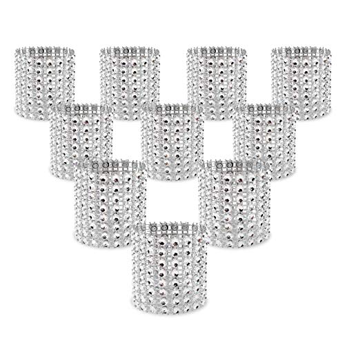 KPOSIYA Napkin Rings, Pack of 120 Rhinestone Napkin Rings Diamond Adornment for Place Settings, Wedding Receptions, Dinner or Holiday Parties, Family Gatherings (120, Silver)