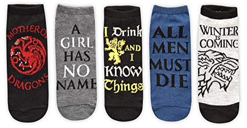 Hyp Game of Thrones Quotes Juniors/Womens 5 Pack Ankle Socks Size 4-10