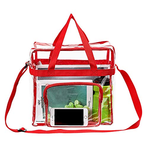 Clear Tote Bag Stadium Approved,Stadium Security Travel & Gym Clear Bag(Red)