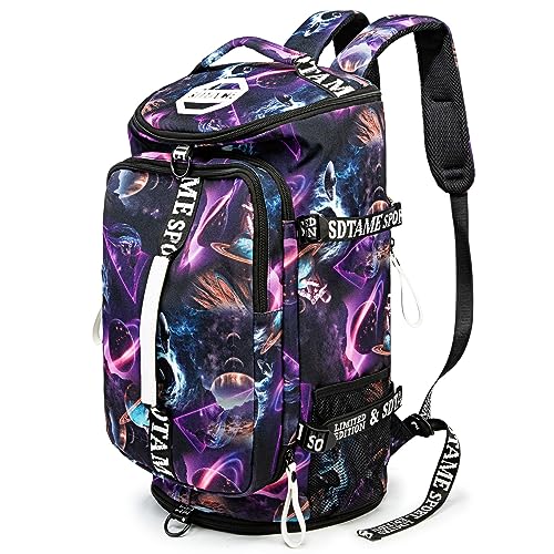 Gym Duffle Bag Backpack with Shoe Compartment,4 ways Travel Backpack for Women and Men,Multi-Functional Weekender bag with Waterproof Layer&Laptop Compartment for Fitness, Travel,Camping(Starry Sky)